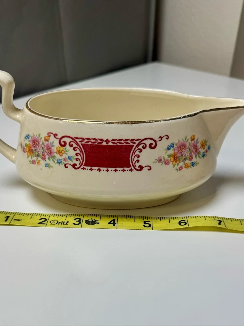 Homer Laughlin Cream Ceramic Serving Platter with Green Backstamp- From 1936
